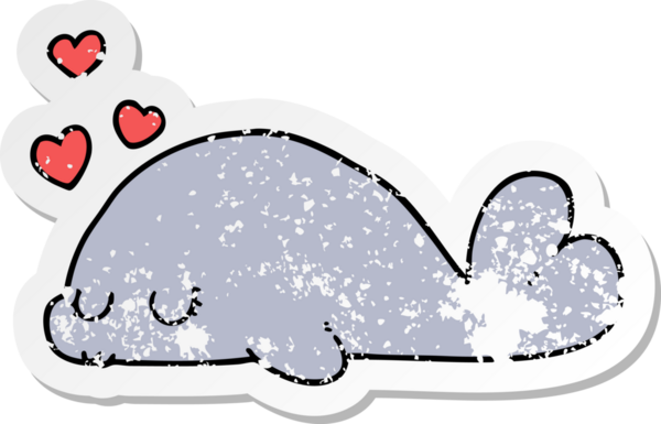 Bir insan tarafından çizilmiş şirin bir yunusun sıkıntılı çıkartması.