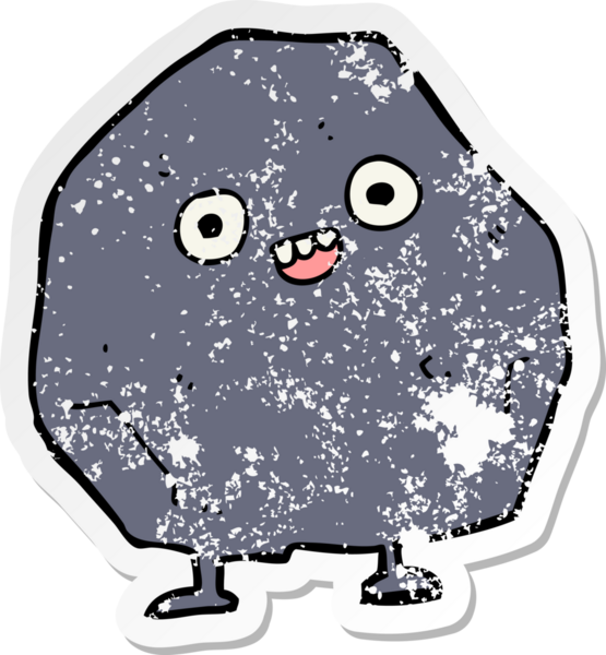 Bir insan tarafından çizilmiş karikatür taşının sıkıntılı çıkartması.