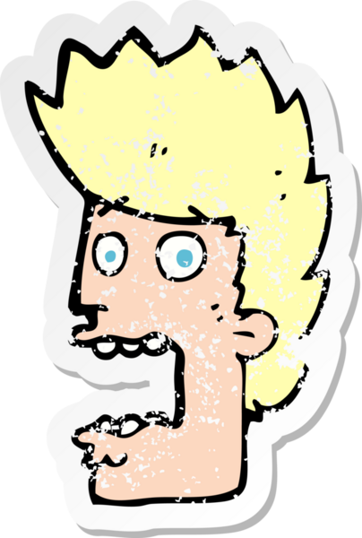 Bir insanın çizdiği korku dolu bir karikatürün gerilimli çıkartması.