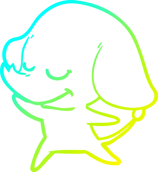 Bir insan tarafından çizilmiş gülümseyen bir filin soğuk gradyan çizimi