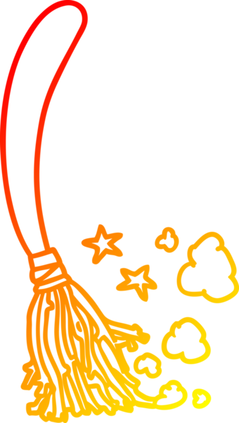 Bir insan tarafından çizilen cadılar bayramı süpürgesinin sıcak gradyan çizgisi.