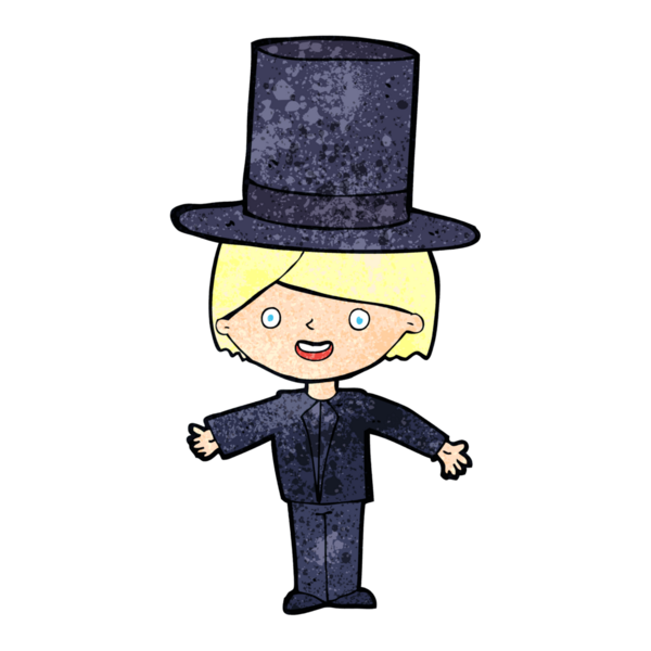 Bir insan tarafından çizilmiş şapkalı bir çizgi film adamı.