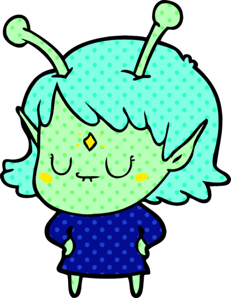 Bir insan tarafından çizilmiş uzaylı kız.