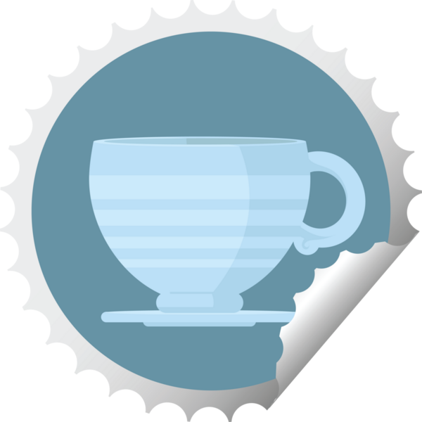 Bir insan tarafından çizilmiş kahve fincanı grafik vektör illüstrasyon etiketi