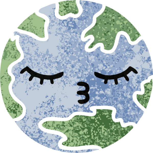 Bir insan tarafından çizilmiş bir gezegenin retro çizim tarzı karikatürü.