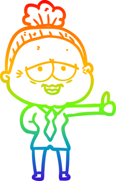 Gökkuşağı gradyan çizgi çizimi Bir insan tarafından çizilmiş mutlu yaşlı kadın