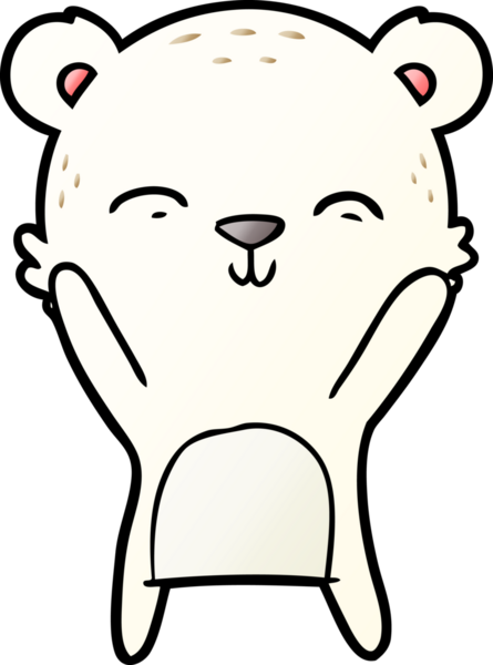 Bir insan tarafından çizilmiş mutlu kutup ayısı çizgi filmi.