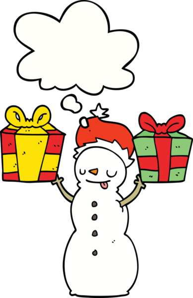 Bir insan tarafından çizilmiş düşünce baloncuğu olan kardan adam.