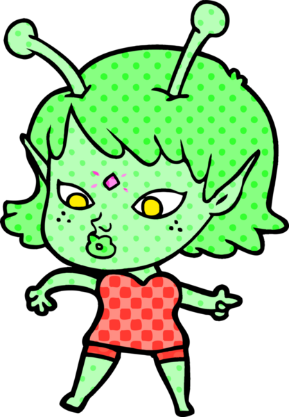 Bir insan tarafından çizilmiş güzel uzaylı kız.