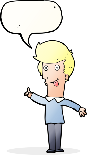 Bir insan tarafından çizilmiş konuşma baloncuğu fikri olan komik bir adam.