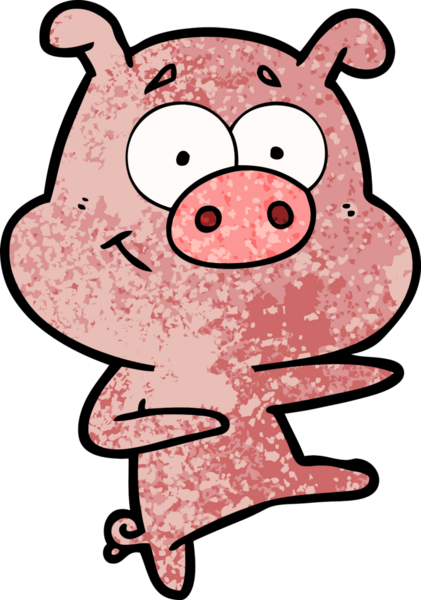 Bir insan tarafından çizilmiş çizgi film domuzu.