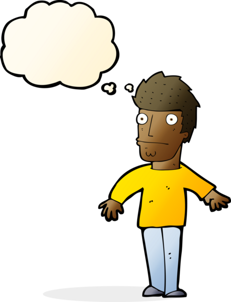 Bir insan tarafından çizilmiş düşünce balonlu endişeli bir adam.