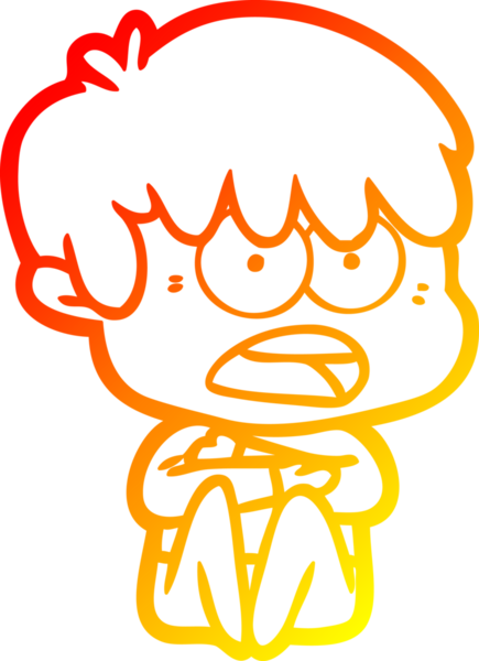 Bir insan tarafından çizilmiş endişeli bir çizgi film çocuğu çizimi.