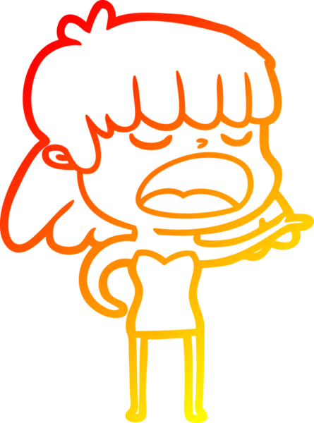 Bir insan tarafından yüksek sesle çizilmiş bir çizgi film kadını çizimi.