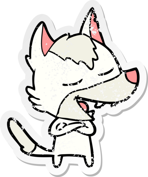 Bir insan tarafından çizilmiş bir karikatür kurdunun sıkıntılı çıkartması.