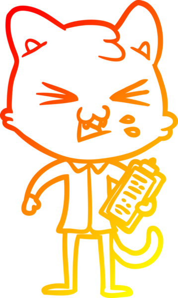 Bir insan tarafından çizilmiş çizgi film kedisinin sıcak çizgi çizimi