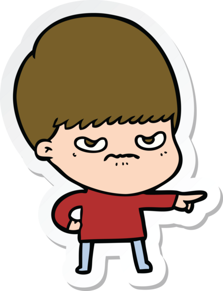 Bir insan tarafından çizilmiş bir çizgi film çocuğunun çıkartması.