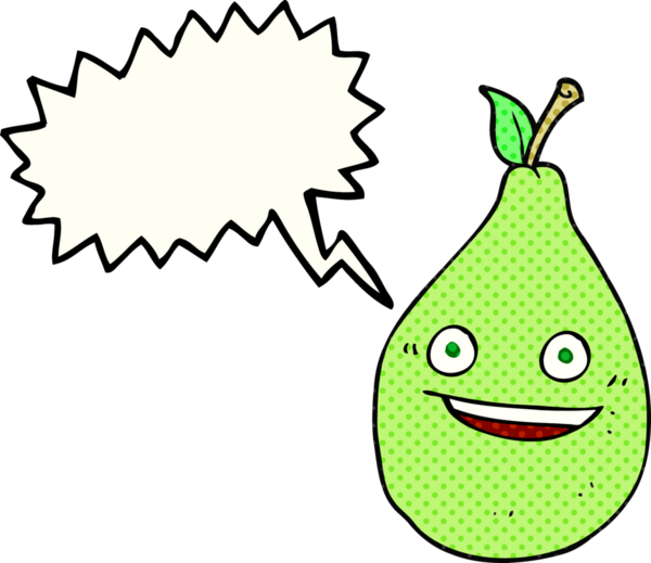 Bir insan tarafından çizilmiş serbest çizilmiş çizgi roman konuşma balonu armudu.