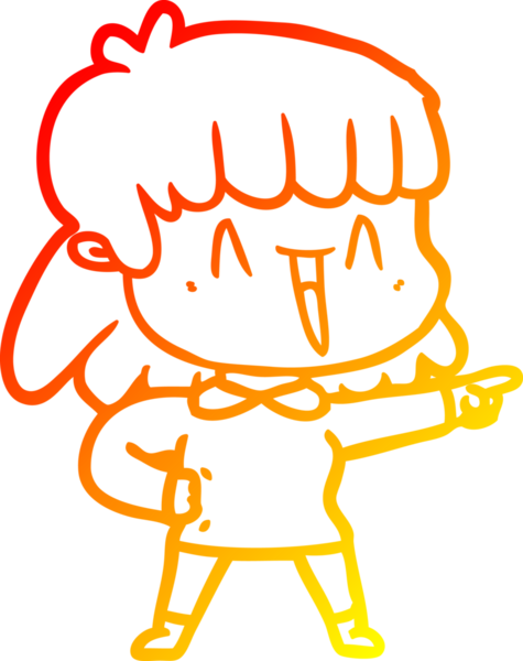 Bir insan tarafından çizilen mutlu bir kızın çizgi çizimi.