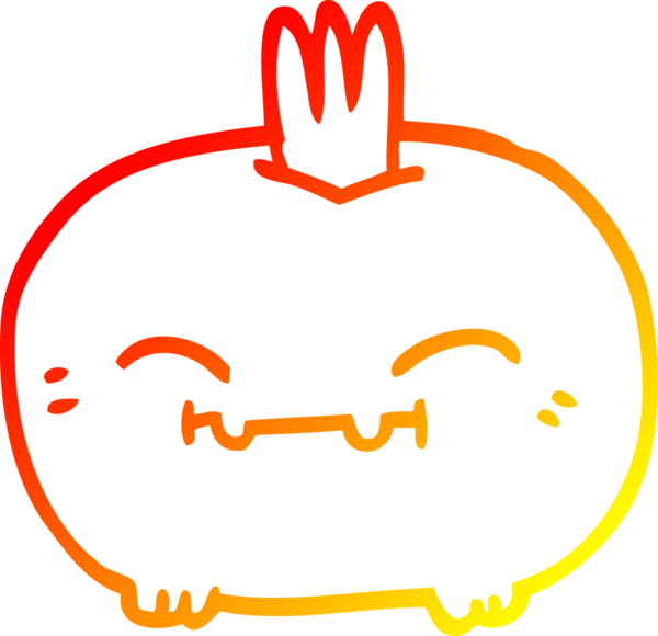 Bir insan tarafından çizilmiş mutlu bir sebze kökü çizgi çizimi.