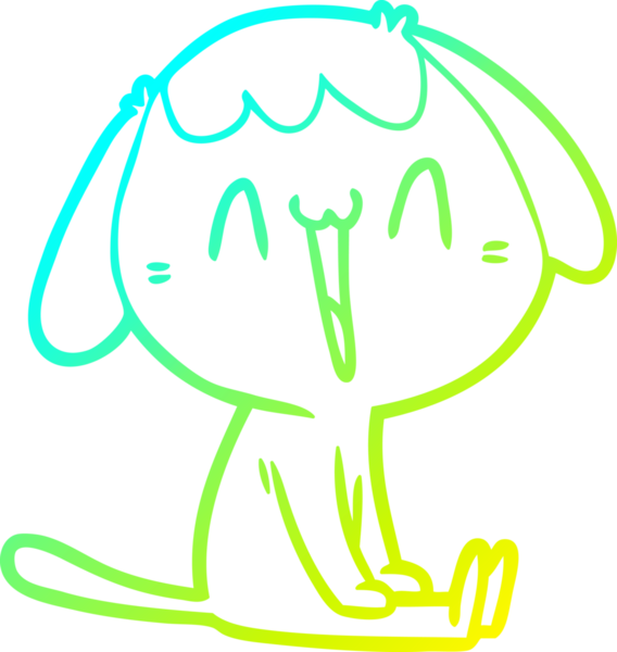 Bir insan tarafından çizilmiş gülen bir köpeğin soğuk gradyan çizimi