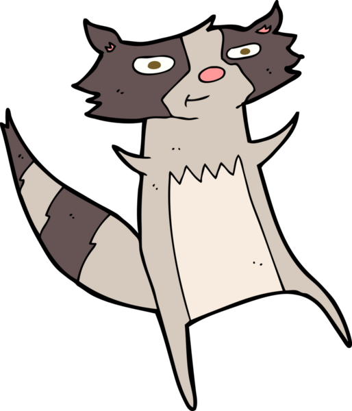 Bir insan tarafından çizilmiş bir rakun çizgi filmi.