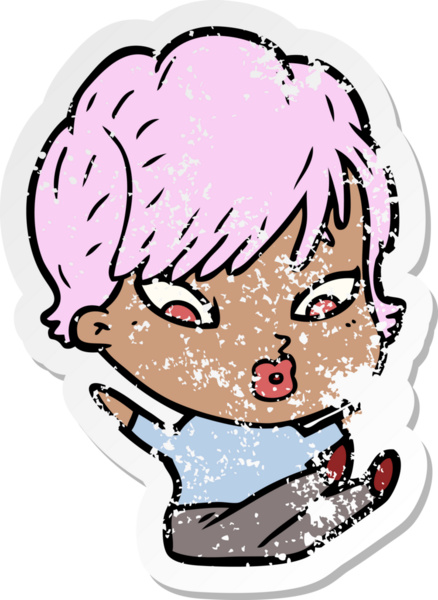 Bir insan tarafından çizilmiş karikatür bir kadının sıkıntılı çıkartması.