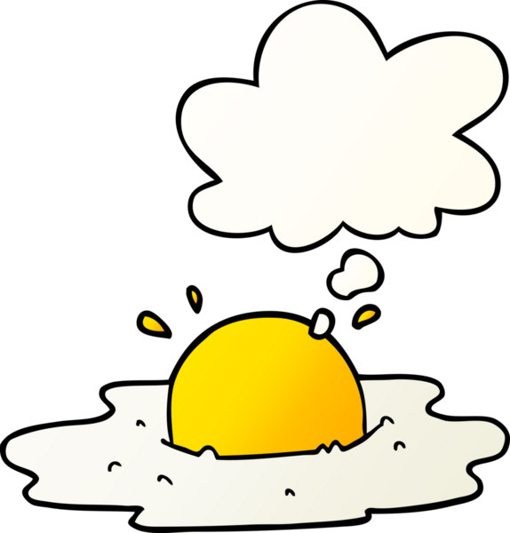 Düşünce baloncuklu çizgi film sahanda yumurta bir insan tarafından çizilmiş.