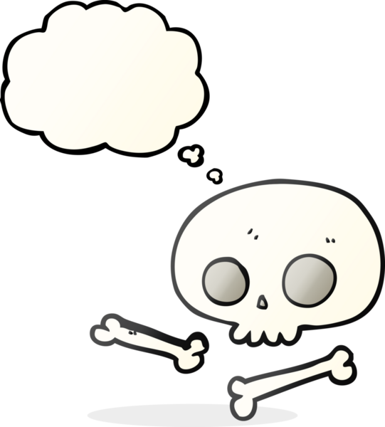 Bir insan tarafından çizilmiş serbest çizim balon kafatası ve kemikler.