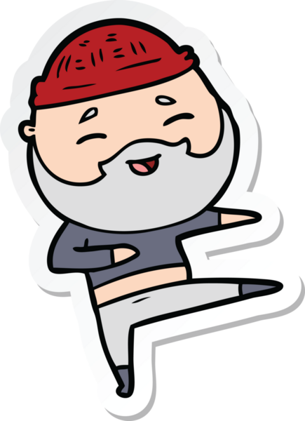 Bir insan tarafından çizilmiş mutlu sakallı bir adamın çıkartması.