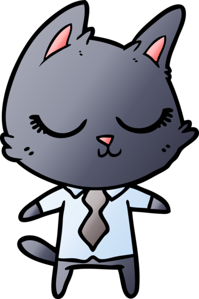 Bir insan tarafından çizilmiş sakin çizgi film kedisi.