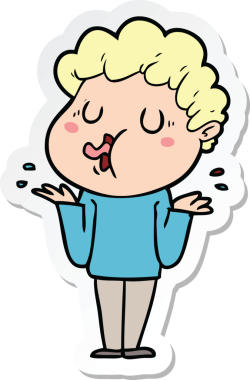 Bir insan tarafından çizilmiş şarkı söyleyen bir çizgi film karakterinin çıkartması.