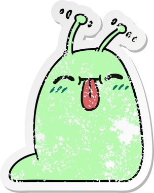 Bir insan tarafından çizilmiş mutlu bir kawaii sümüklü böceğinin serbest sticker 'ı.