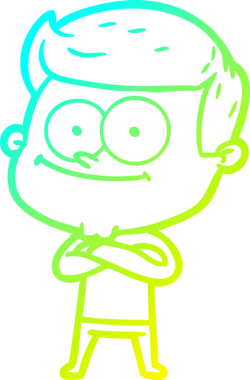 Bir insan tarafından çizilmiş mutlu bir adamın soğuk çizgi çizimi.