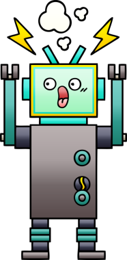 Bir insan tarafından çizilmiş bir robotun gölgelenmiş çizimi