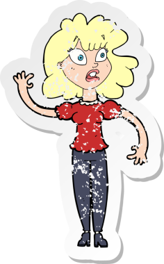 Bir insan tarafından çizilmiş endişeli bir karikatürün gerilimli çıkartması.