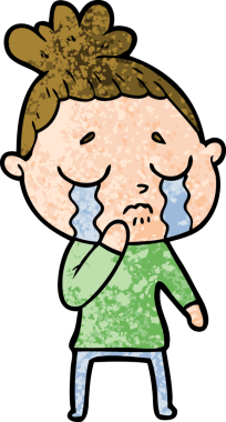 Bir insan tarafından çizilmiş ağlayan kadın çizgi filmi.