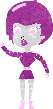 Bir insan tarafından çizilmiş robot kadın.