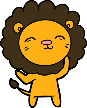 Bir insan tarafından çizilmiş çizgi film aslanı.