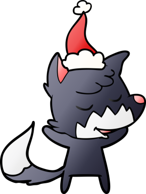 Bir insan tarafından çizilmiş Noel Baba şapkası giymiş bir tilkinin gradyan çizimi.