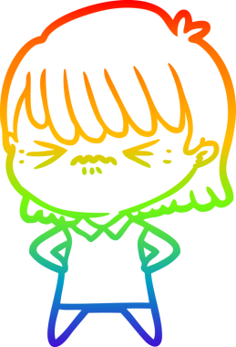 gökkuşağı gradyan çizimi bir insan tarafından çizilmiş bir çizgi film kızı