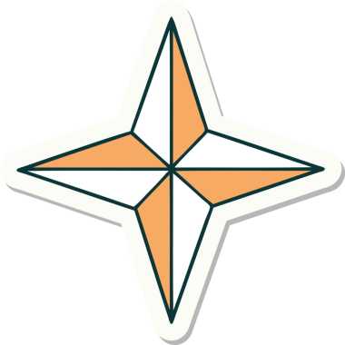 Bir insan tarafından çizilmiş geleneksel bir yıldız stiliyle dövme çıkartması.