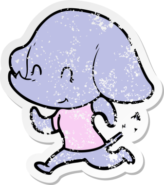 Bir insan tarafından çizilmiş şirin bir filin sıkıntılı çıkartması