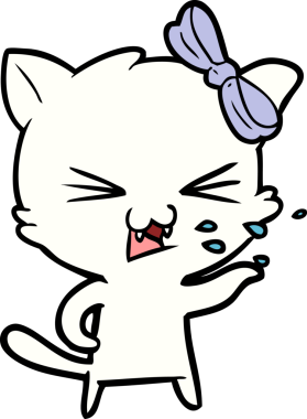 Bir insan tarafından çizilmiş çizgi film kedisi.