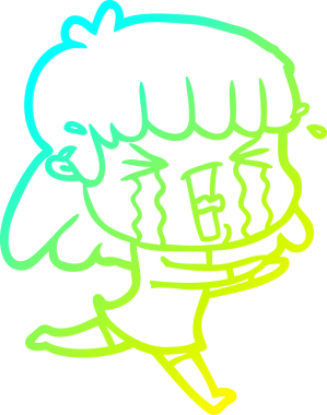 Bir insan tarafından çizilmiş göz yaşları içinde bir çizgi film kadını çizimi.