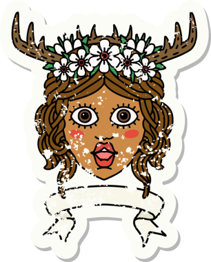 Retro Dövme Tarzı İnsan Druid karakteri Bir insan tarafından çizilmiş pankartıyla