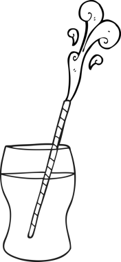 Bir insan tarafından çizilmiş siyah beyaz çizgi film köpüklü içecek.