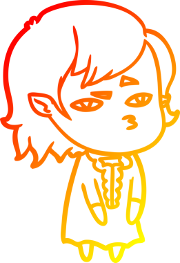 Bir insan tarafından çizilmiş bir vampir kız çizgi çizimi.