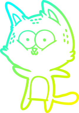 Bir insan tarafından çizilen çizgi film kedisinin soğuk gradyan çizgisi.