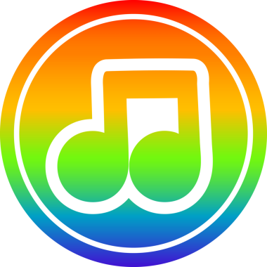 bir insan tarafından çizilmiş gökkuşağı gradyanı olan dairesel müzik simgesi